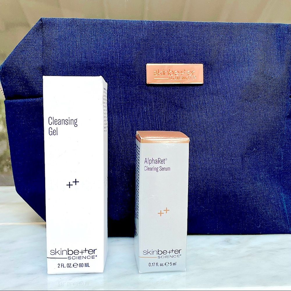 SkinBetter Science GWP AlphaRet Clearing Serum,Cleansing Gel, and Cosmetic Bag